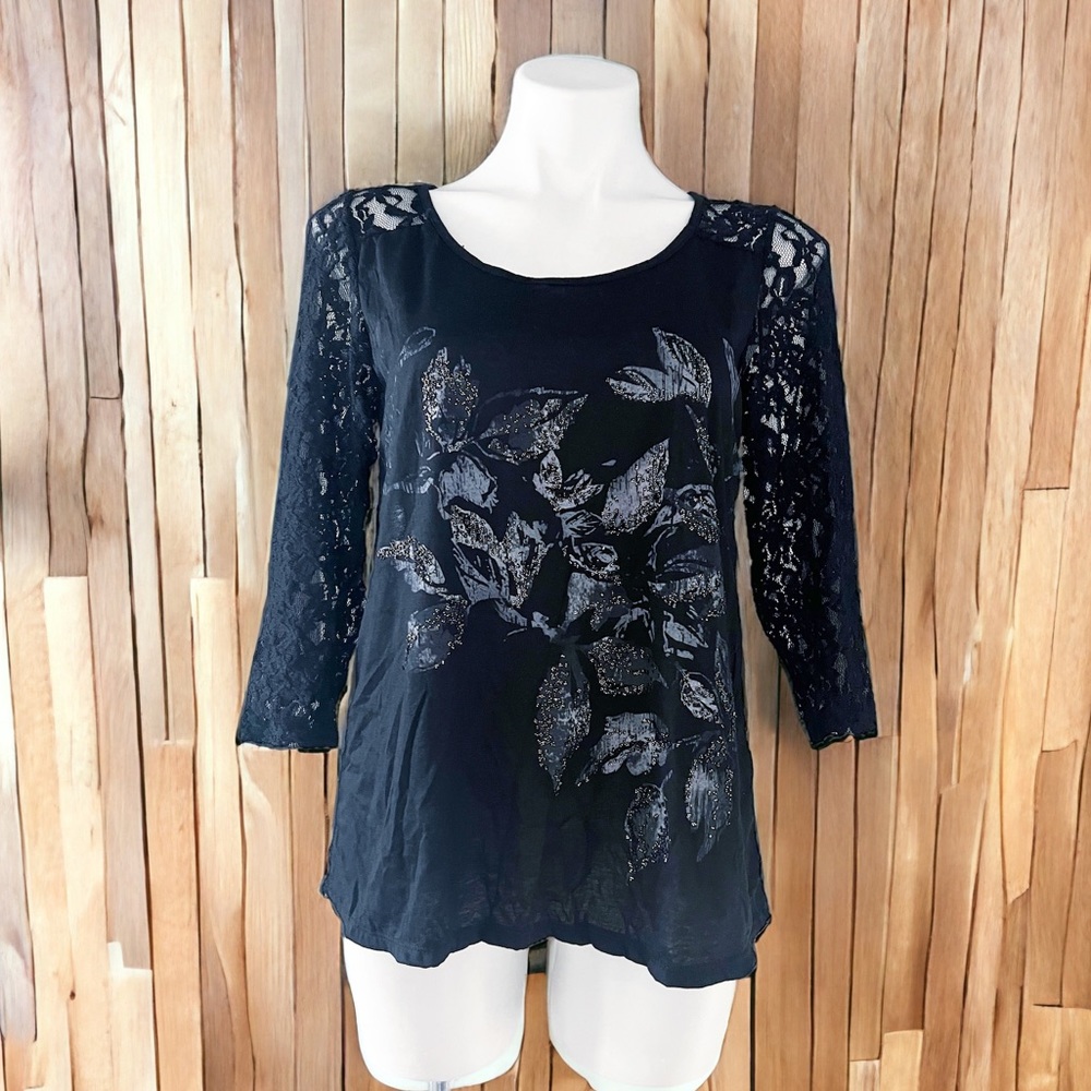 Buckle’s Daytrip Black Lace Top, Size M New w/Tag